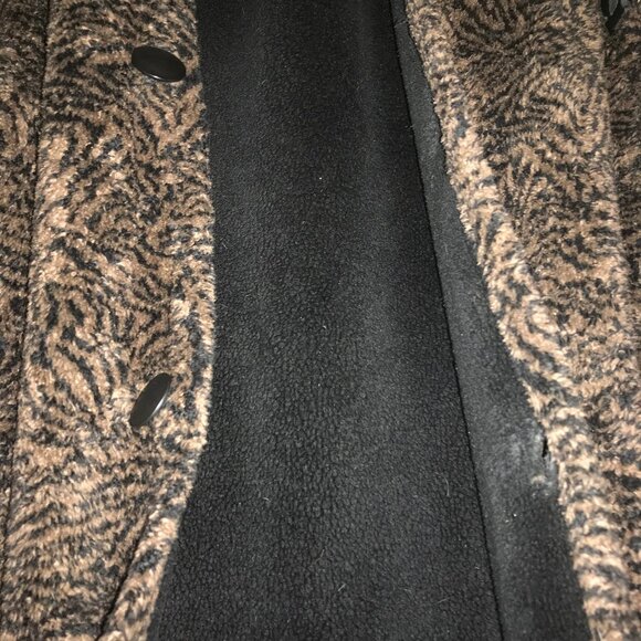 Ladies Black And Brown Hooded Reversible Coat Size Medium - Picture 6 of 6
